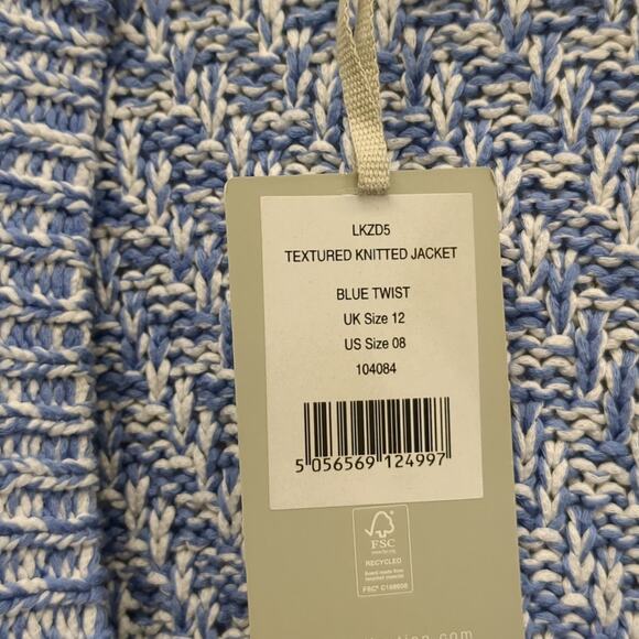 NWT pure collection textured knitted cardigan blue size 12 - Picture 5 of 6